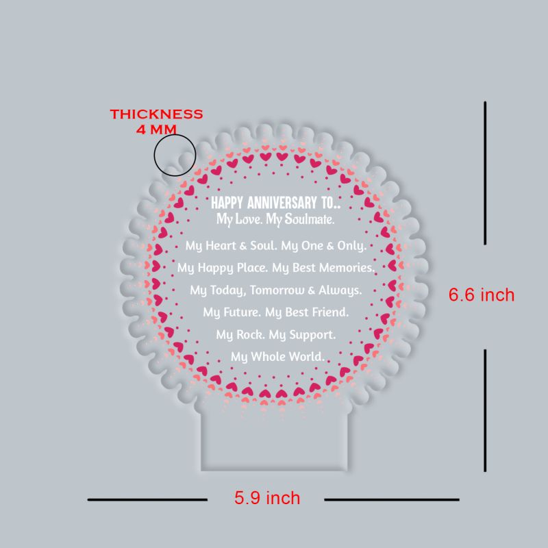 Acrylic Led Lamp Romantic Gift for Couples Warm White Light Gift Item for Wedding, Anniversary, Birthday & Valentine's Day (My Soulmate Gift)